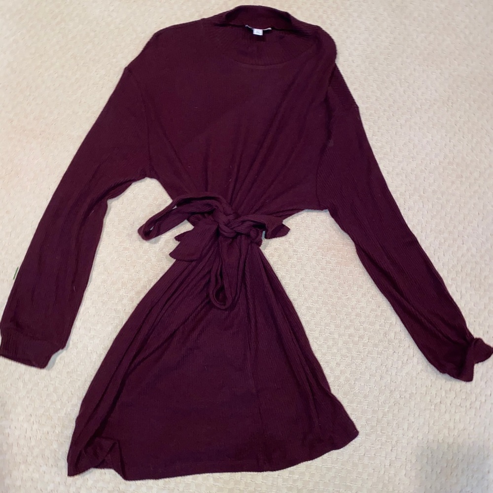 Topshop sweater dress with tie waist